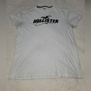 Hollister White Cotton Tee with Black Text